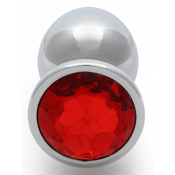 Bijou anal Gema Redonda L 8 x 4cm Plata-Rojo