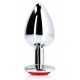 Bijou anal Gema Redonda L 8 x 4cm Plata-Rojo