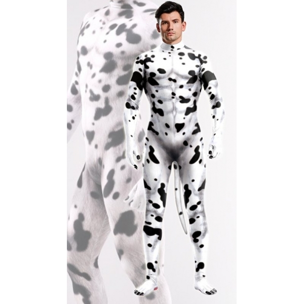 Macacão Cosplay Cão Dálmata Preto-Branco