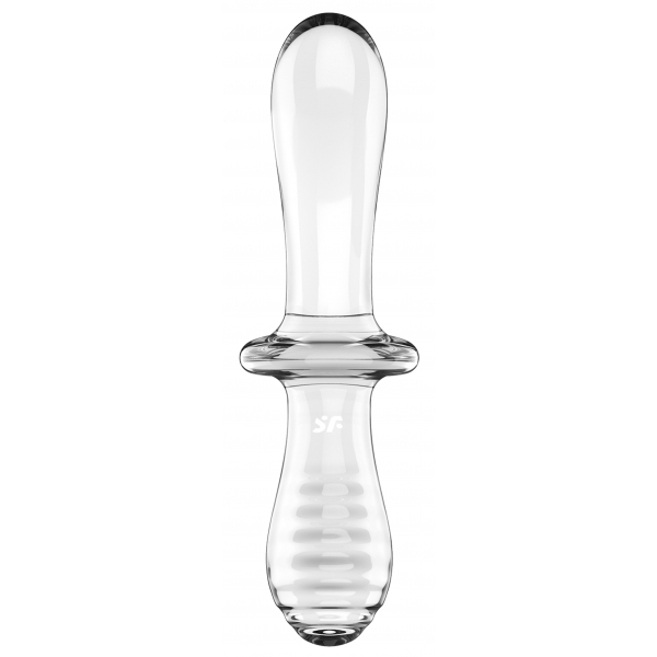 Glazen dildo Dubbel Kristal 18,5 x 3,5cm Helder