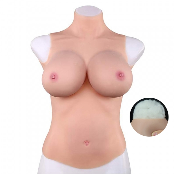 Vollbusig Realistische Brüste Baumwolle - Hoher Kragen - Cup D