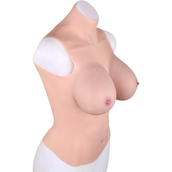 Full bust Realistic breasts Cotton - High neck - D cup