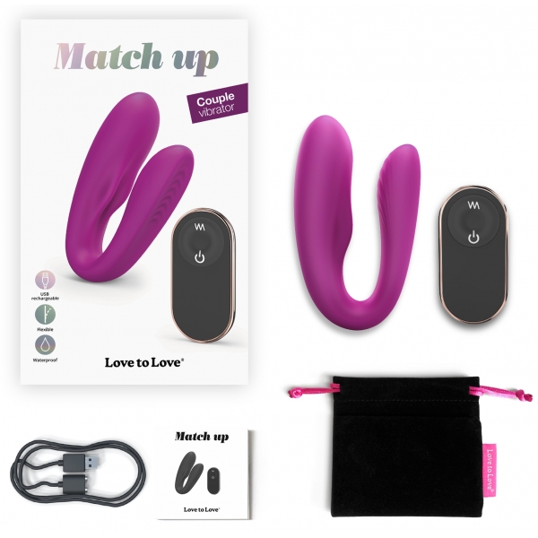 Estimulador vibratório para casais Match Up Love to Love Fúcsia