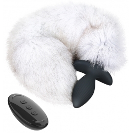 Vibrating plug with tail Foxy 9 x 4cm | Tail 45 cm White