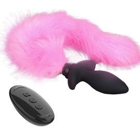 Kinky Puppy Vibrerende Plug met Foxy Staart 9 x 4cm | 45cm Staart Roze