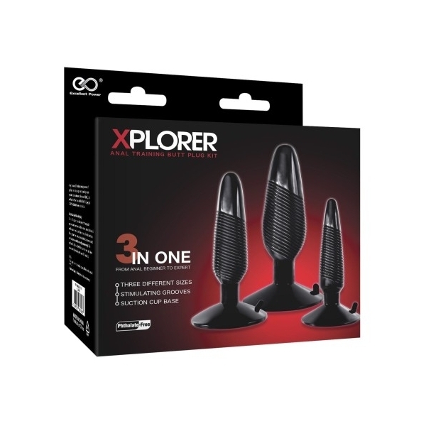 Xplorer 3er-Set Plugs schwarz