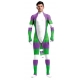 Fato de treino para cosplay de desenhos animados branco-verde-roxo