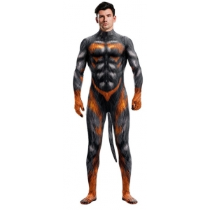 CosplayBoys Sexy Hombre Lobo Cosplay Jumpsuit Negro-Fuego