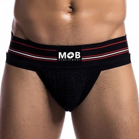 MOB Eroticwear Jockstrap Breiter Gürtel Wide Schwarz