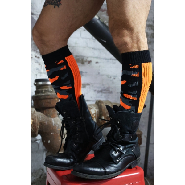 Neo Camo High Socks Black-Orange Neon