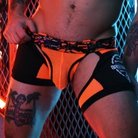 Boxer Bottomless Neo Camo Noir-Orange Neon