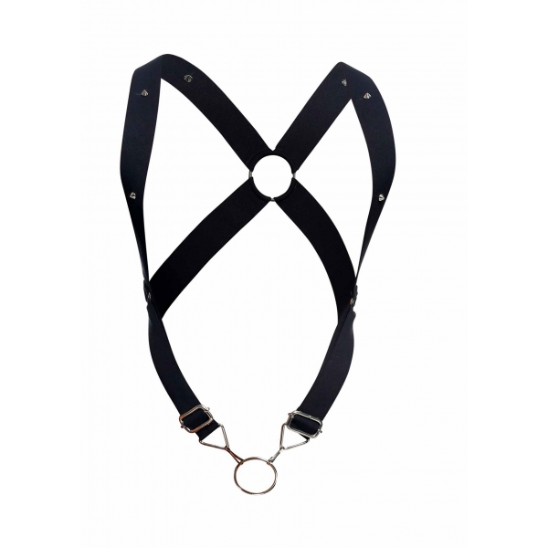 Crossback Elastic Harness and Cockring Dngeon Black