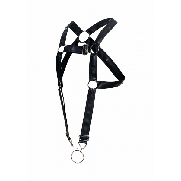 DNGEON Cross Cockring Harness Black