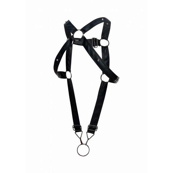 DNGEON Cross Cockring Harness Black