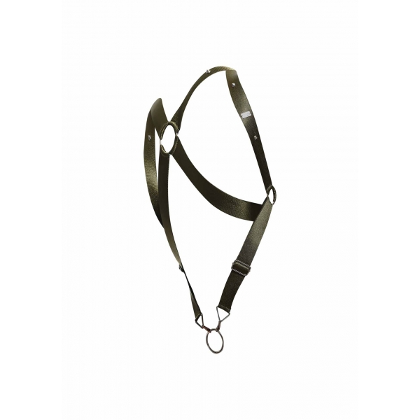 Crossback Elastic Harness and Cockring Dngeon Khaki