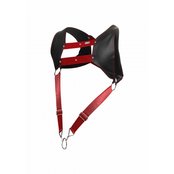 Dngeon Harness and Cockring Black-Red