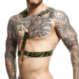 MOB Eroticwear Cross Chain Harness Dngeon Camouflage