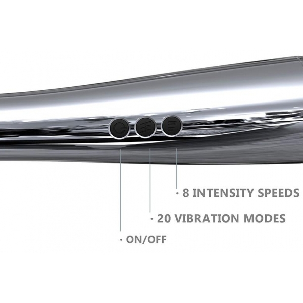 Toverstaf Zilverkleurige Stimulator 30 cm - Kop 55 mm Zilver