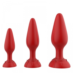 FUKR Kit of 3 Rolarose Plugs 11 x 4.1cm Red