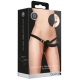 Dubbele Geribbelde Riem Dildo 15 x 3,3cm Zwart