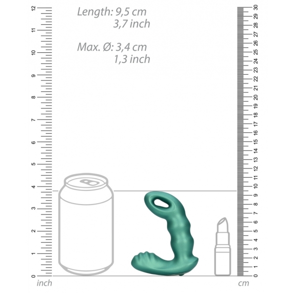 Estimulador da próstata com contas 10 x 3,5 cm verde metalizado