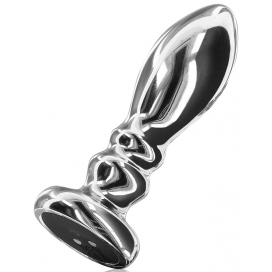 Vibrating Metal Buttplug L Silver