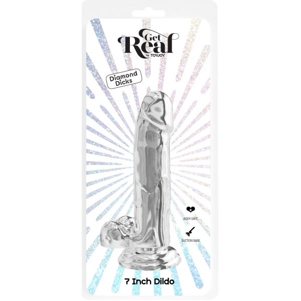 Clear Dildo with Balls 7 Inch Transparent