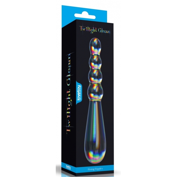 Dildo di vetro con increspature 18 x 3,5 cm trasparente