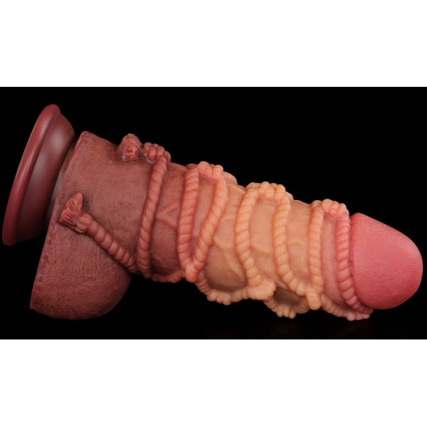 9.5'' Dual layered Platinum Silicone Cock with Rope