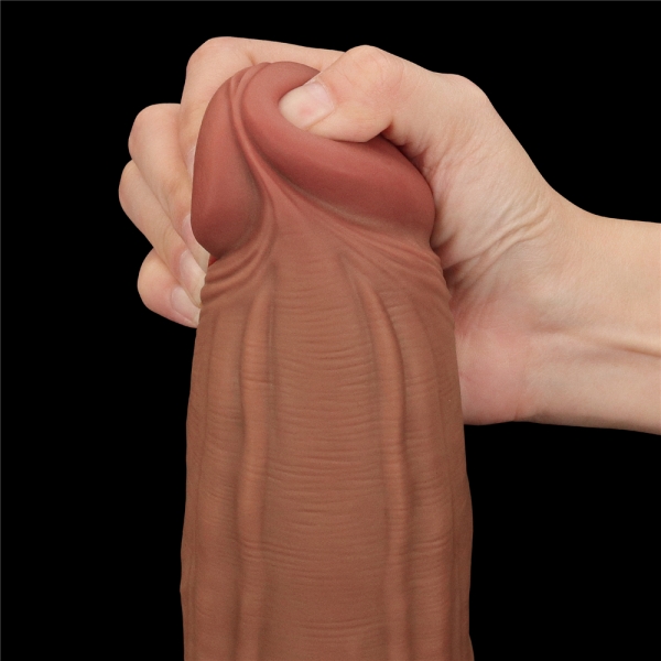 Dildo a pelle scorrevole 23 x 6 cm marrone