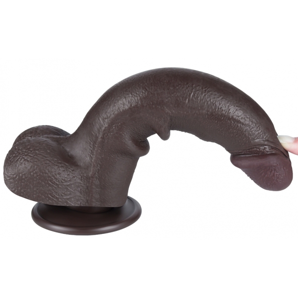 Dildo com bolsa de pele deslizante 17 x 4cm Preto