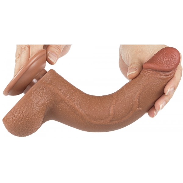 Dildo com bolsa de pele deslizante 17 x 4cm castanho