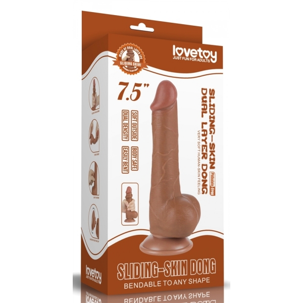 Dildo con borsetta scorrevole in pelle 13 x 3,8 cm marrone