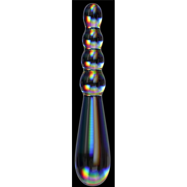 Consolador de cristal Rising Ripples 18 x 3.5cm Transparente
