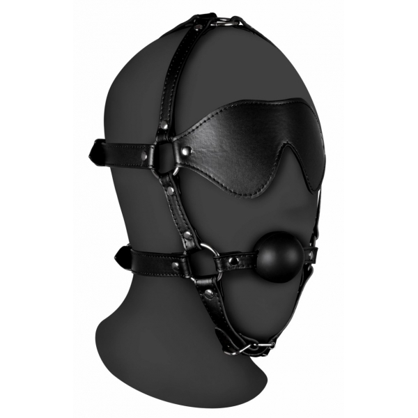 Gag Xtreme Knebel Maulkorb mit Kugel und Maske Schwarz