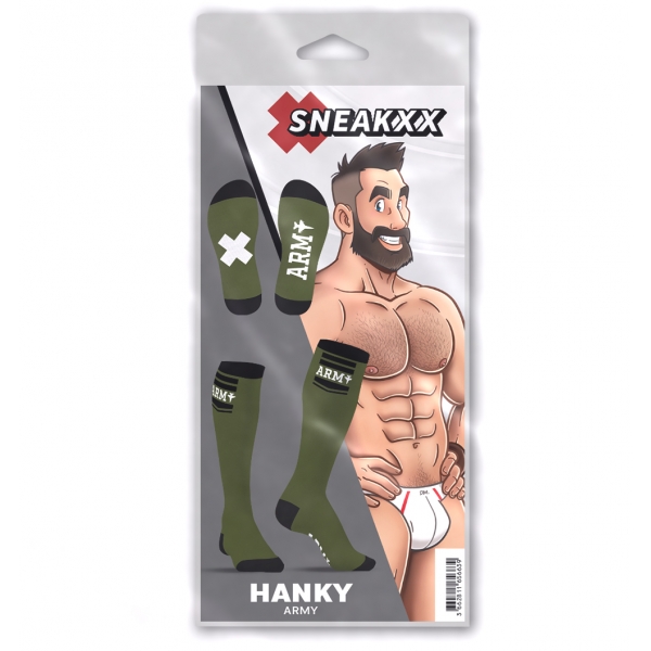 Chaussettes Hautes Hanky Army SneakXX Vertes
