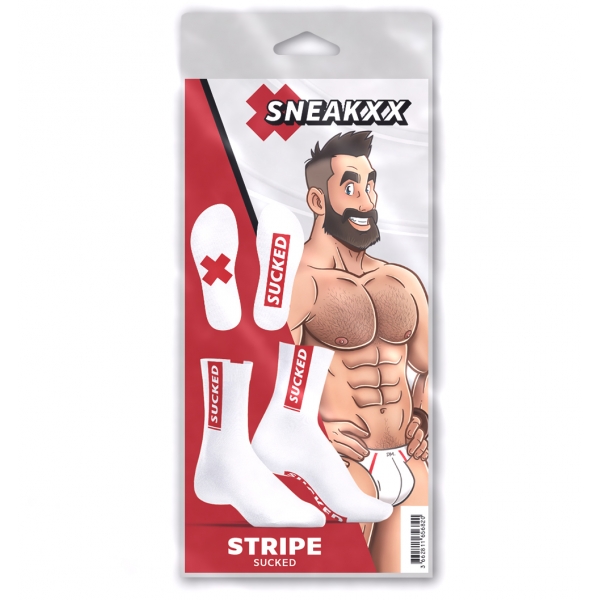 Chaussettes STRIPE SUCKED SneakXX Blanc-Rouge