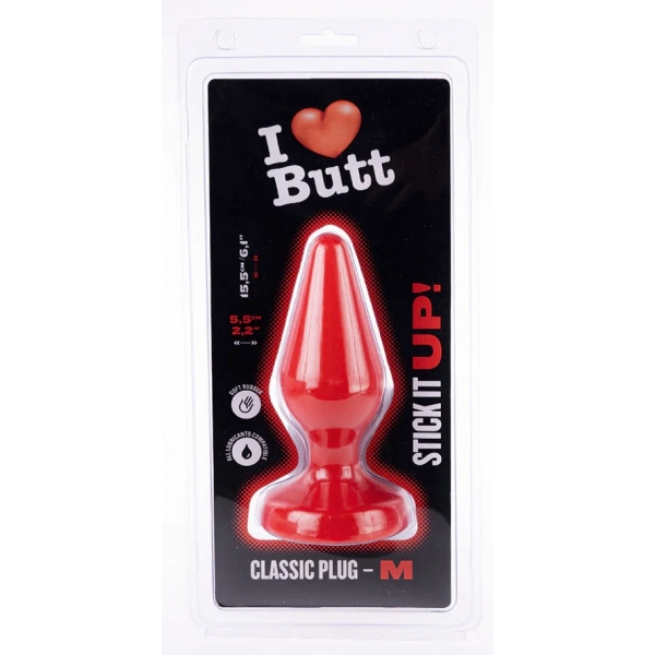 Plug Classic M I Love Butt 13 x 5,3 cm Rosso