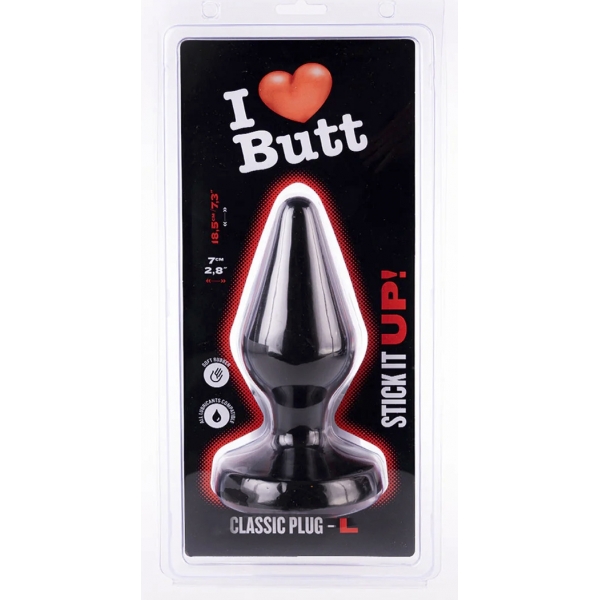 Plug Classic L I Love Butt 15 x 6,8 cm Negro