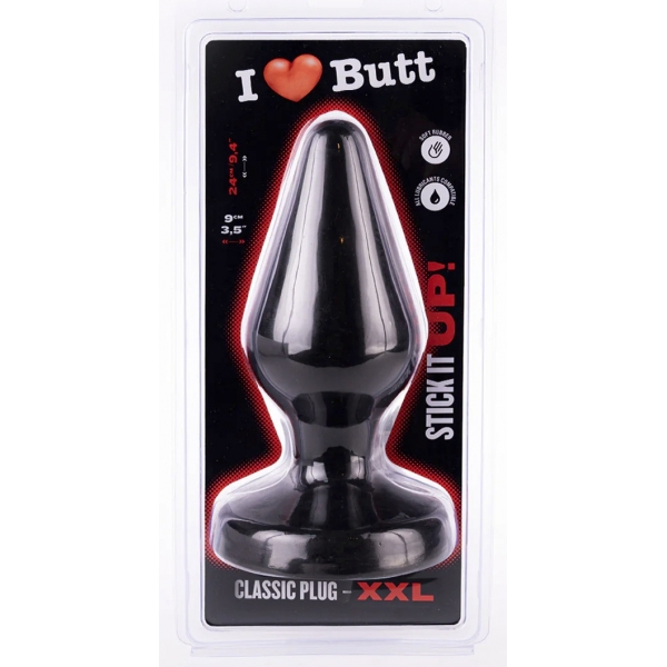 Plug Classic XXL I Love Butt 20 x 9 cm Nero