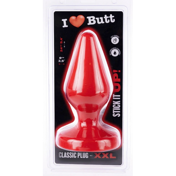 Plug Classic XXL I Love Butt 20 x 9 cm Red