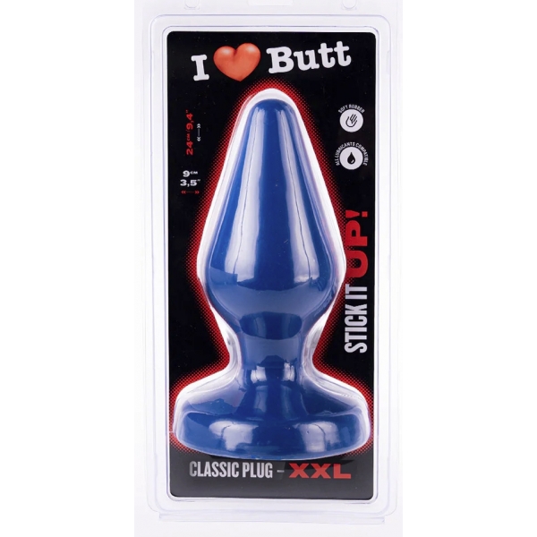 Plug Classic XXL I Love Butt 20 x 9 cm Blauw