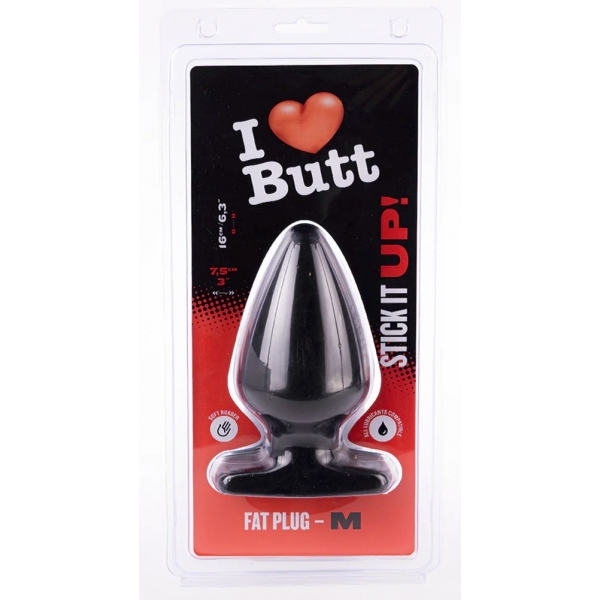 Plug Fat M I Love Butt 14 x 7.5 cm Schwarz