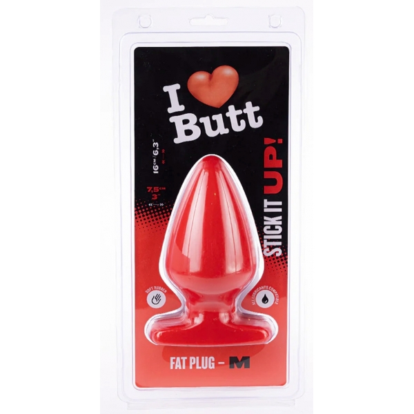 Plug Fat M I Love Butt 14 x 7,5 cm Rojo