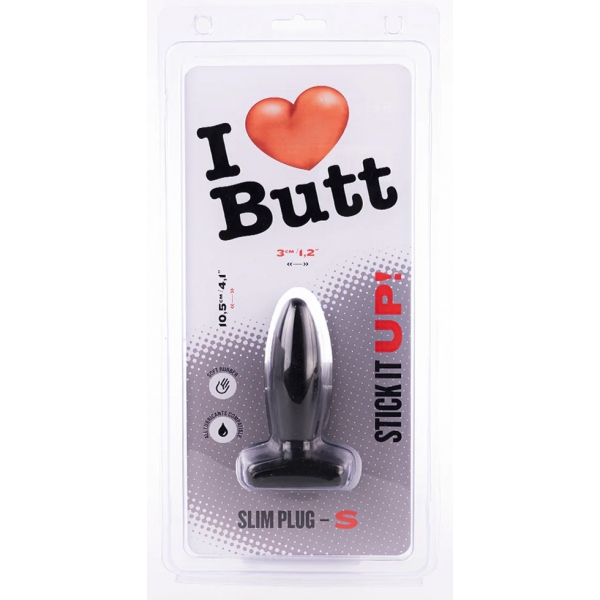 Plug Slim S I Love Butt 8,5 x 3 cm Nero