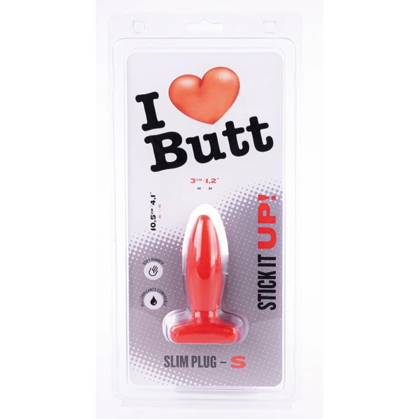 Plug Slim S I Love Butt 8,5 x 3 cm Rojo