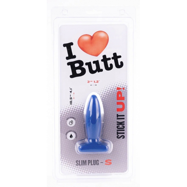 Plug Slim S I Love Butt 8,5 x 3 cm Azul