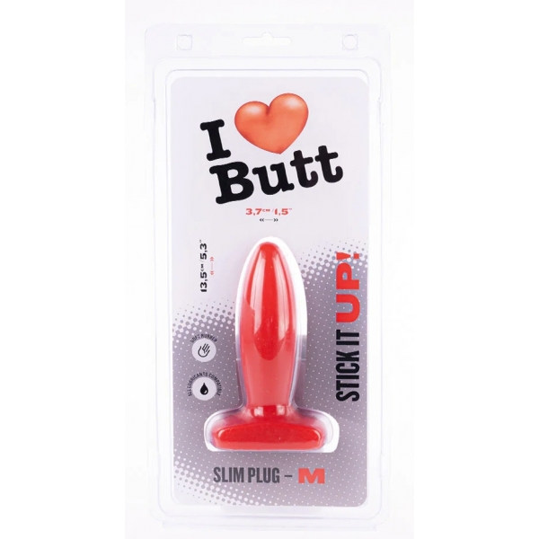 Tapón Slim M I Love Butt 11 x 3,7 cm Rojo