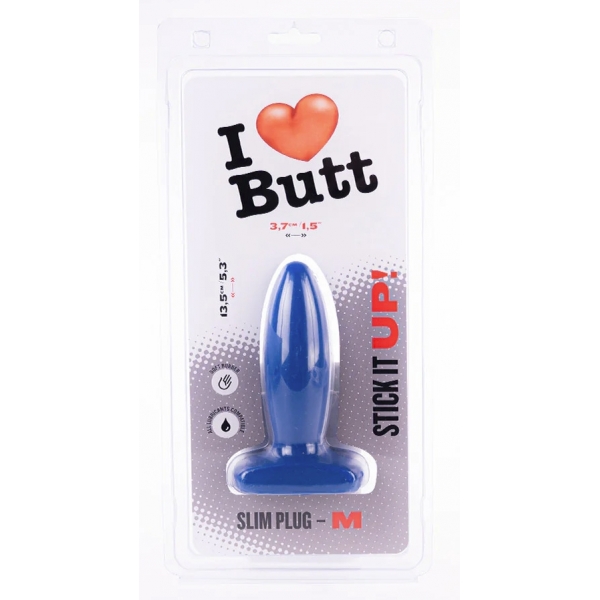 Plug Slim M I Love Butt 11 x 3,7 cm Azul