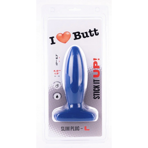 Plug Slim L I Love Butt 14 x 4.8 cm Blau